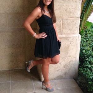 Hailey Logan Mesh Cut-Out Little Black Party Dress (Size 9/10)